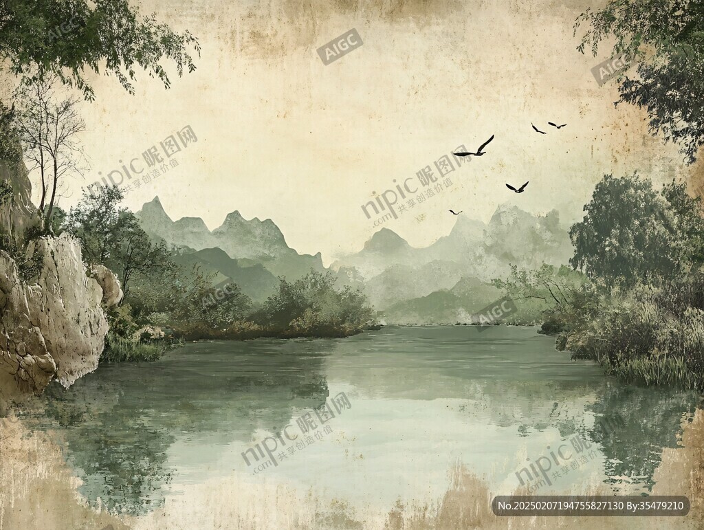 山水画合成图