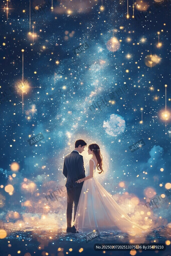 浪漫情侣插画背景