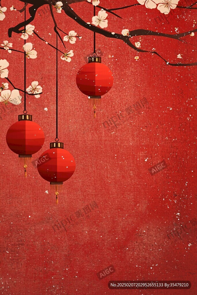 灯笼梅花背景图