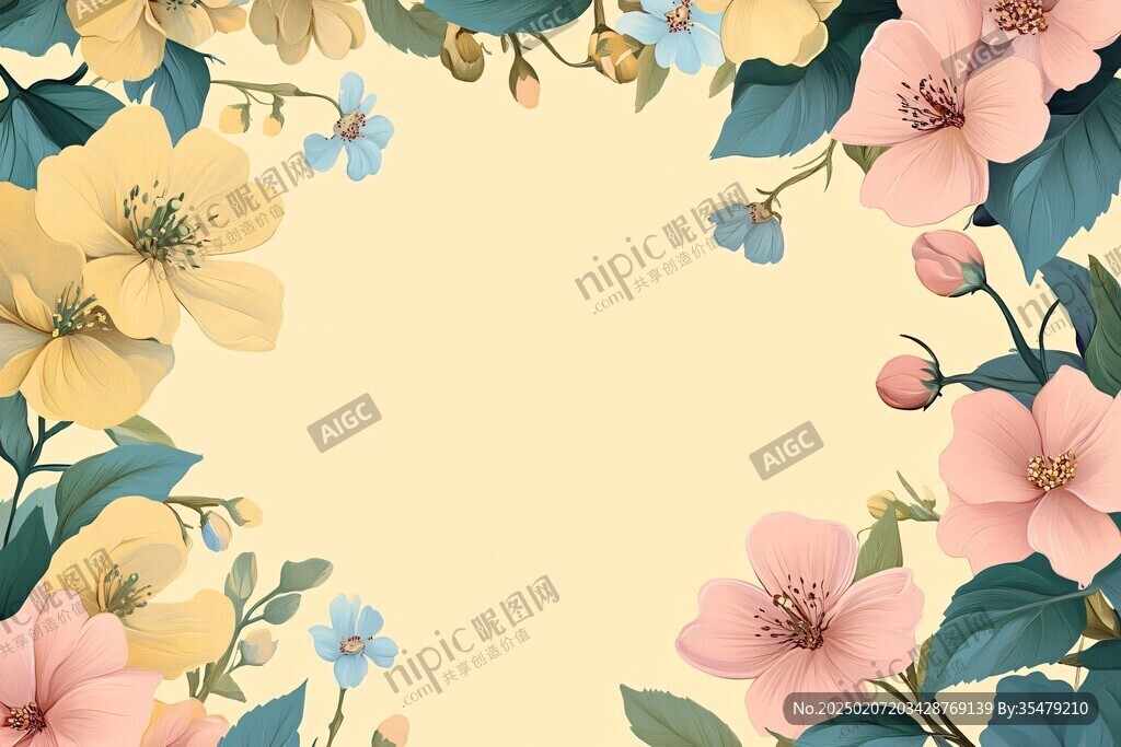 森系粉橙色花朵背景