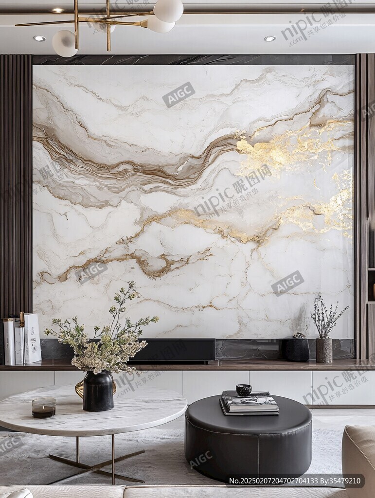 极简金箔石根线条对拼