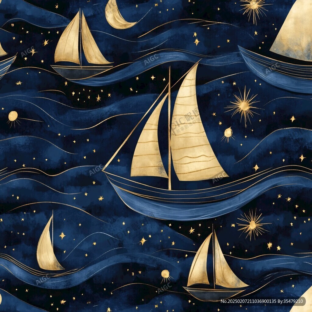 海洋船提花印花