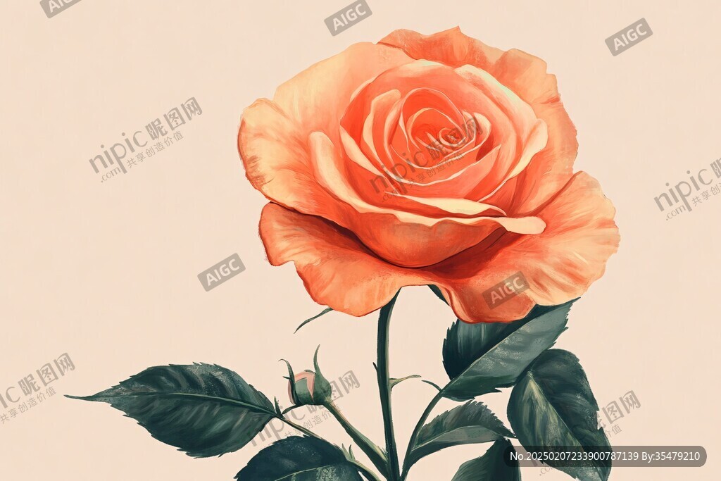 写实手绘玫瑰花素材