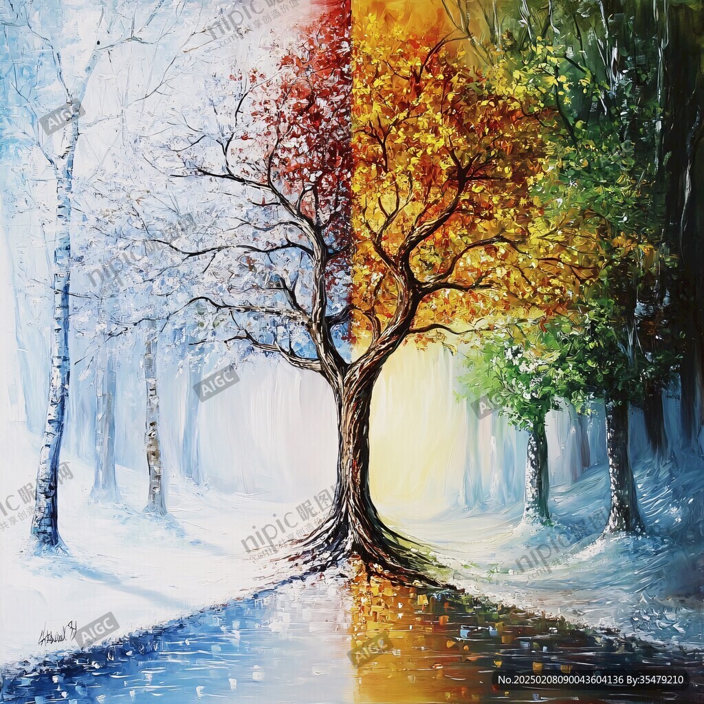 一幅画表现春夏秋冬