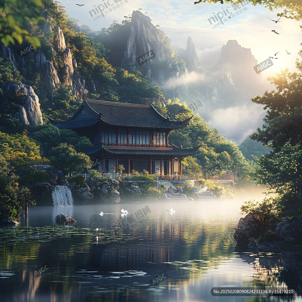 山水楼阁雅致意境风