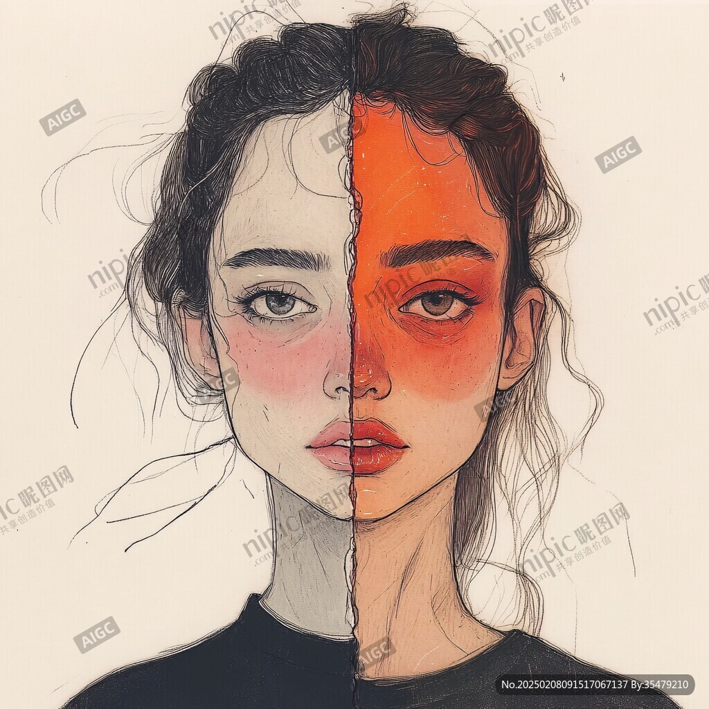 人脸色块拼接装饰画