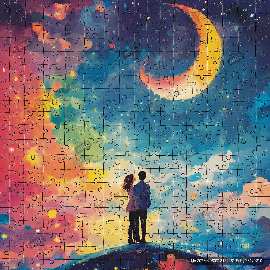 浪漫情侣插画背景