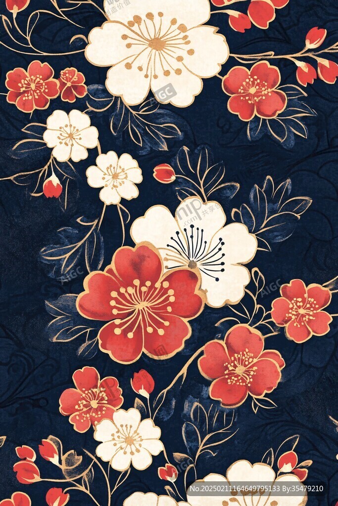 浮世绘家纺花纹