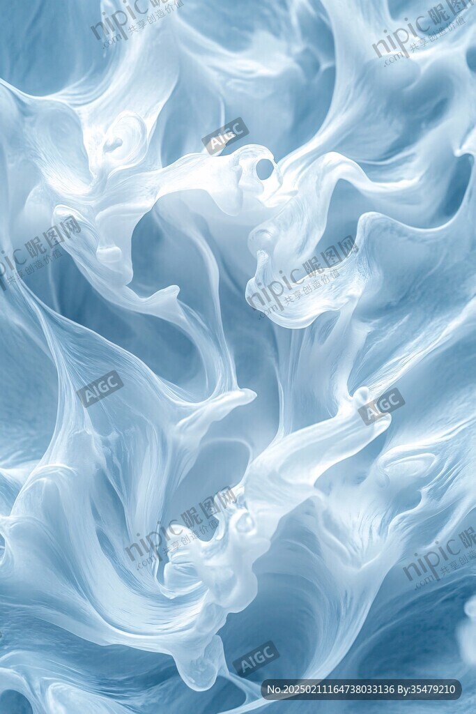 蓝色线条烟雾波浪