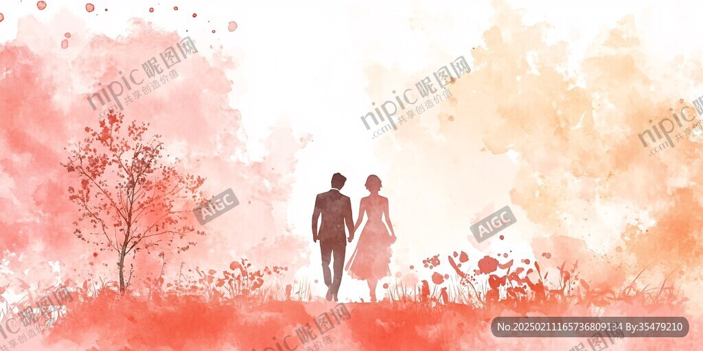 浪漫情侣插画背景
