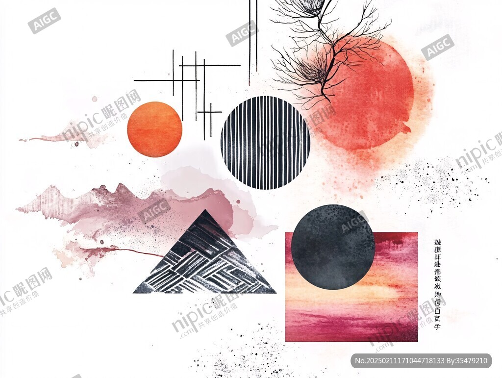 结合色块水墨元素