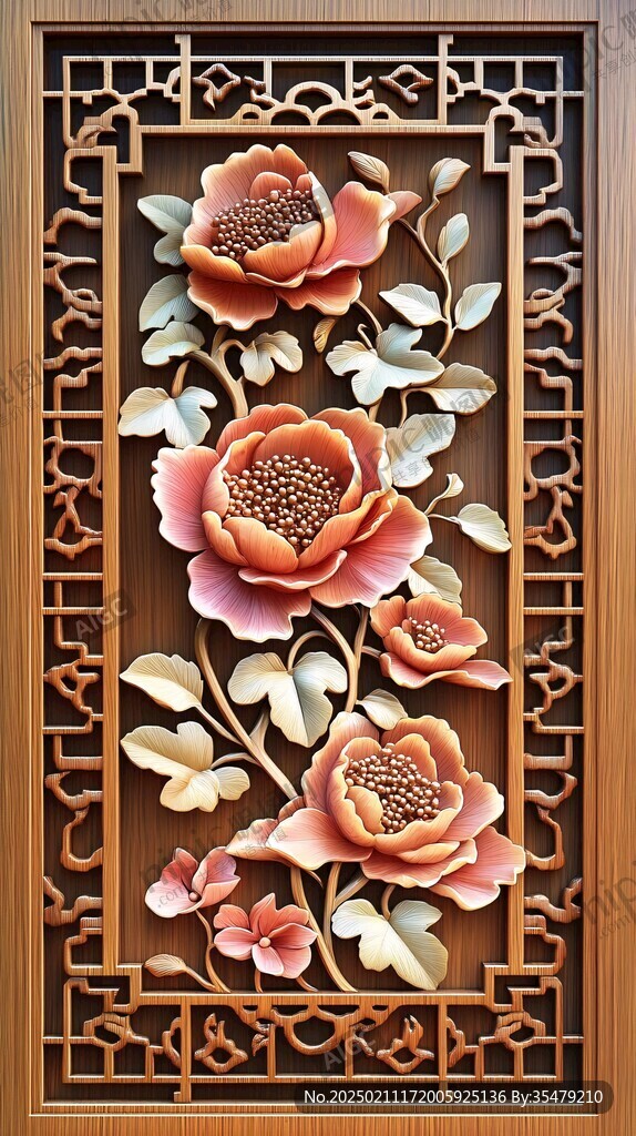 中式木雕花