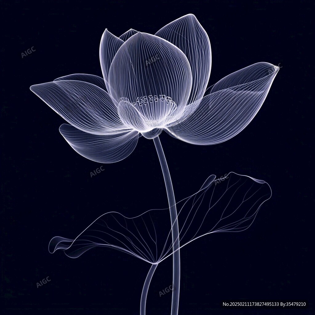 手绘金属质感荷花