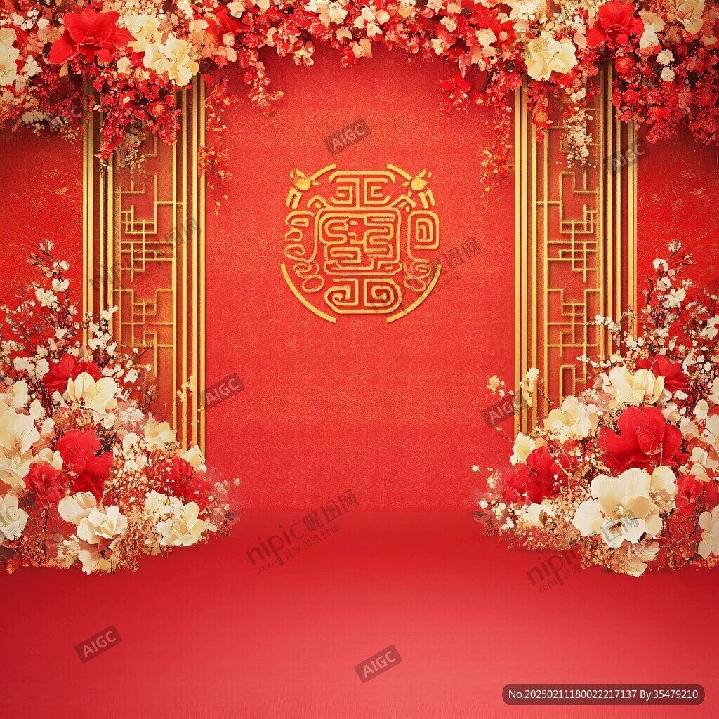 婚礼中式梅花背景