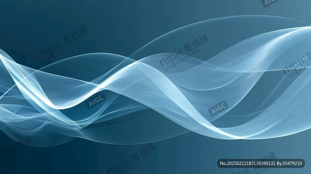 蓝色线条烟雾波浪