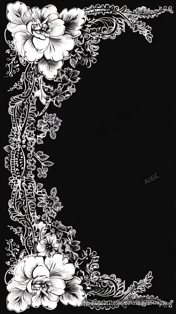 边框灰度图花边黑白图