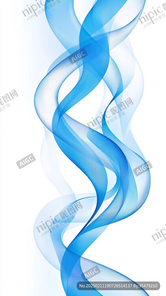 蓝色线条烟雾波浪