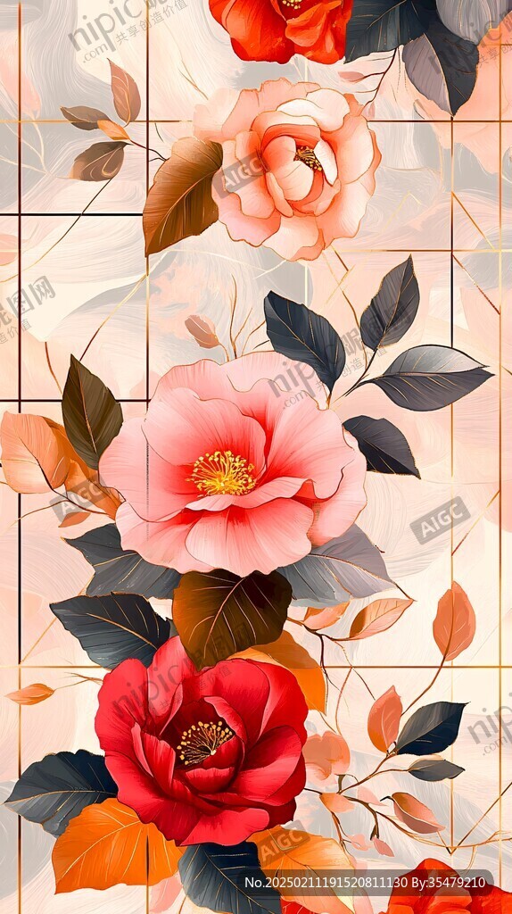 高端抽象花卉色块