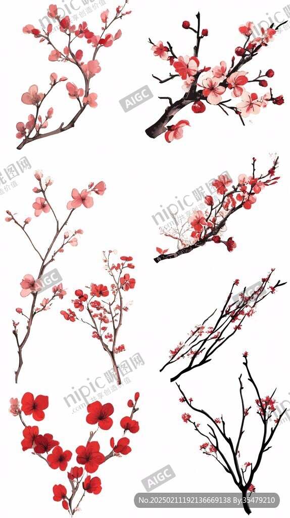 手绘红梅腊梅