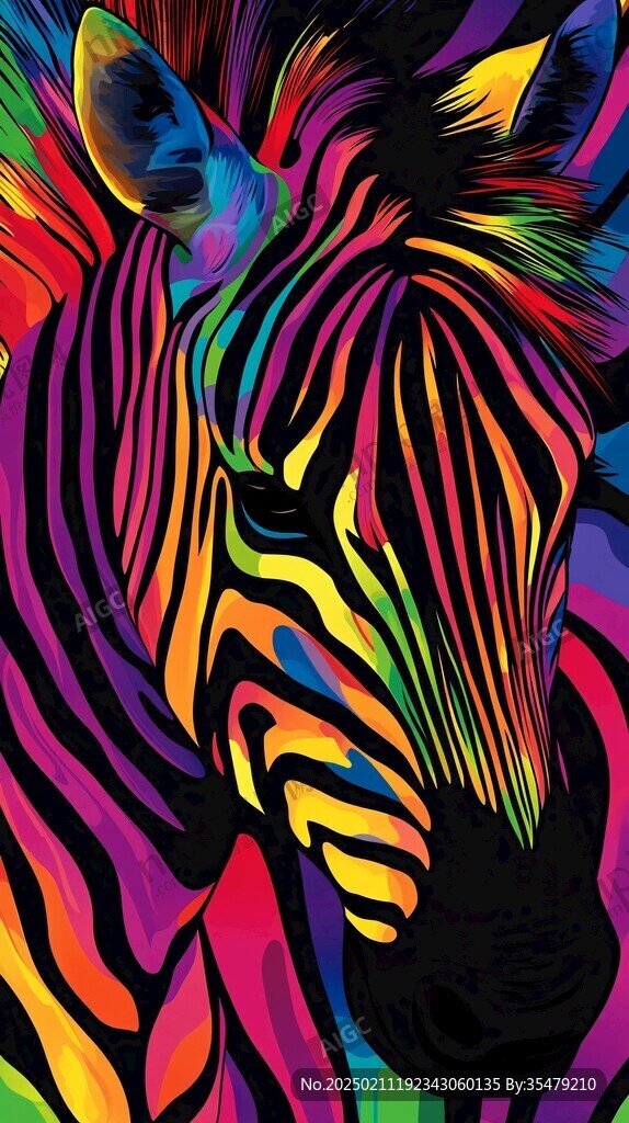 原色虎头潮流插画