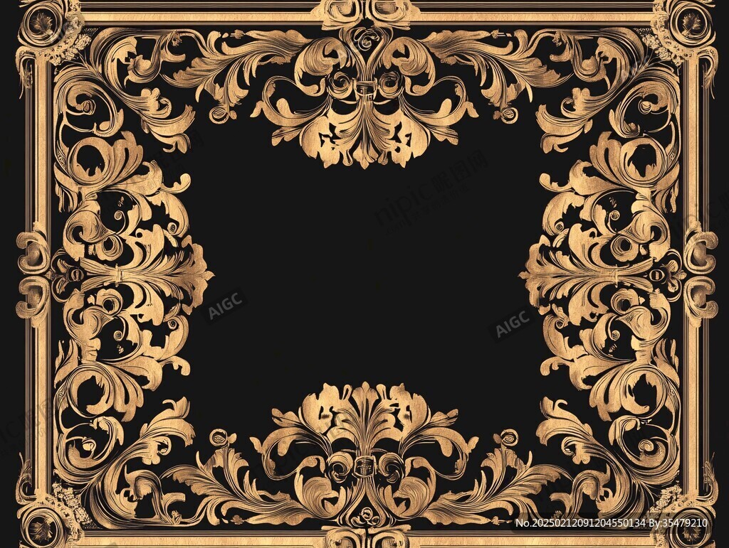金色浮雕花纹边框