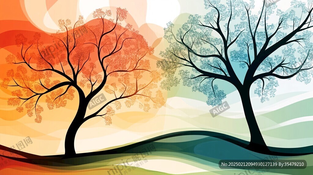 春夏秋冬意境装饰画