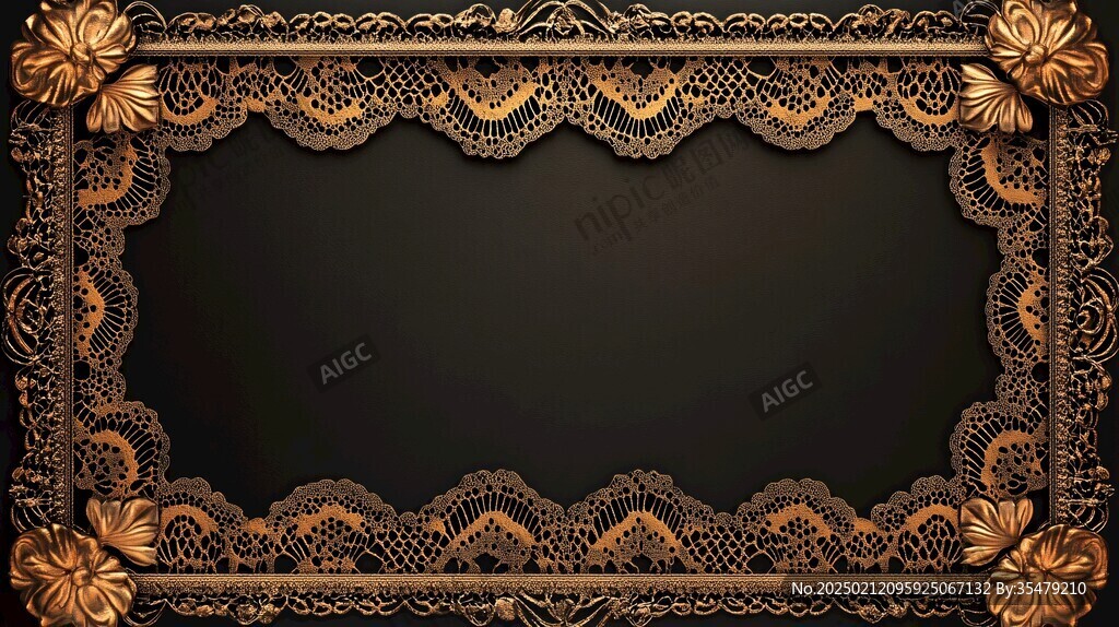 金色浮雕花纹边框