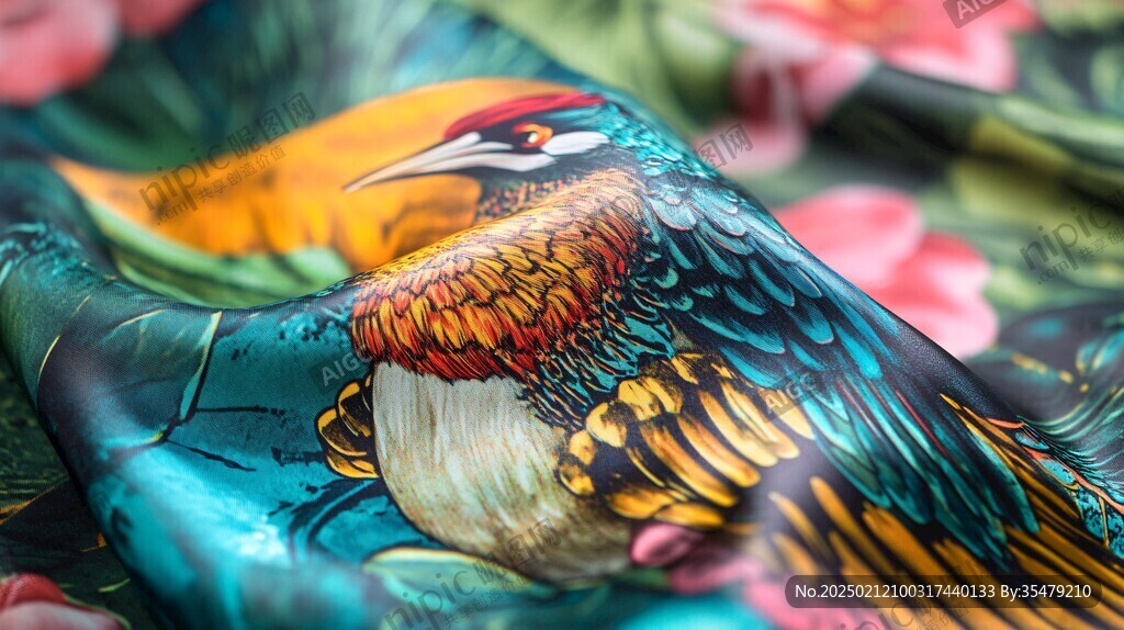 数码印花热带鸟