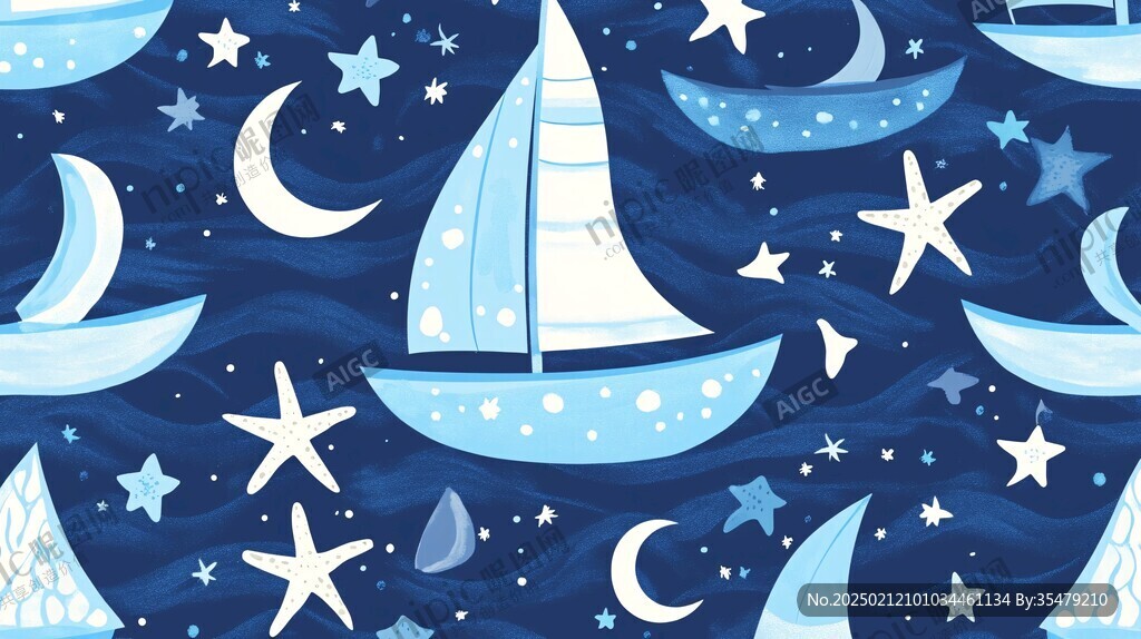 儿童场景海船图案
