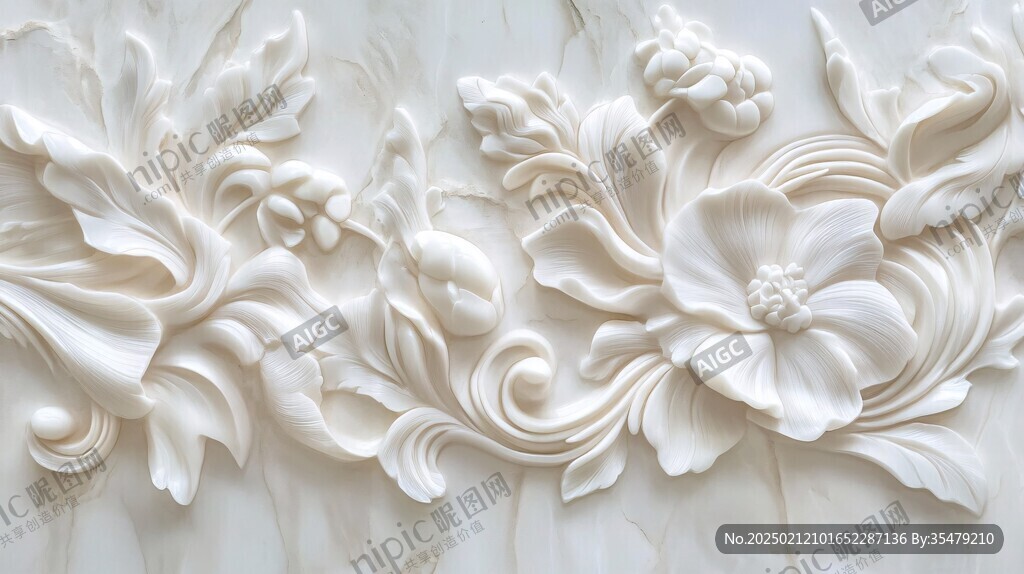 3d浮雕缤纷花卉