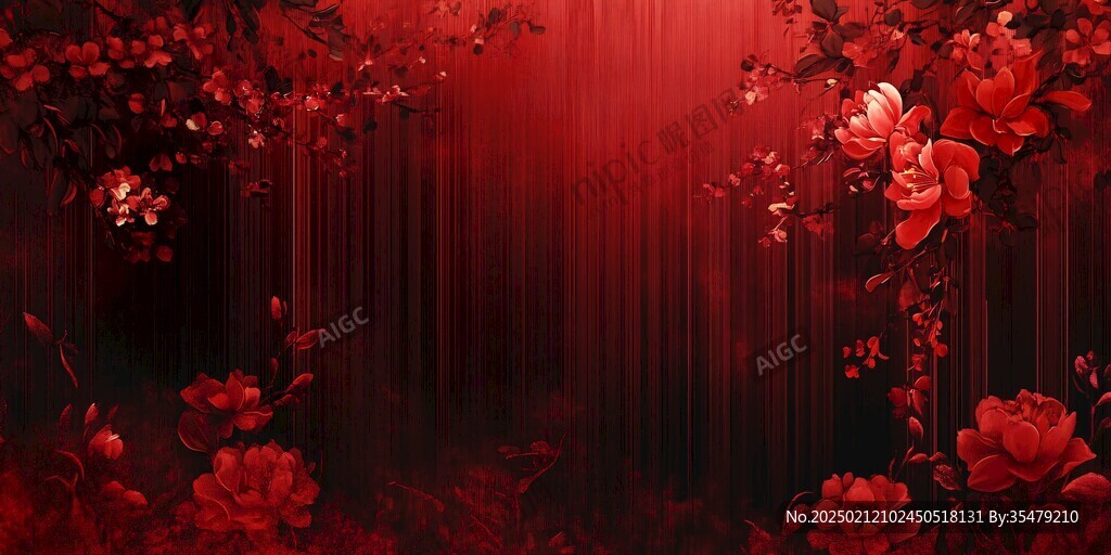 红色鲜花壁画