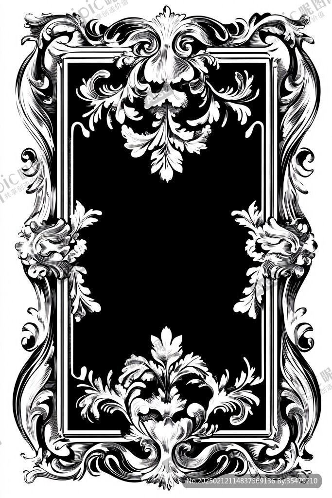 边框灰度图花边黑白图