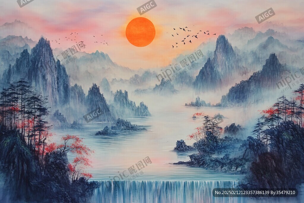 山水画鸿运当头