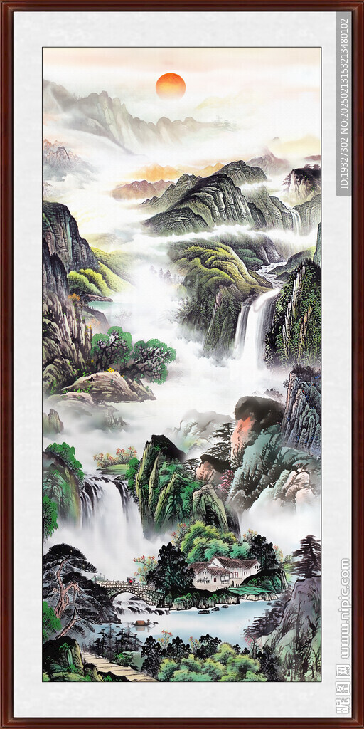 源远流长国画山水风景