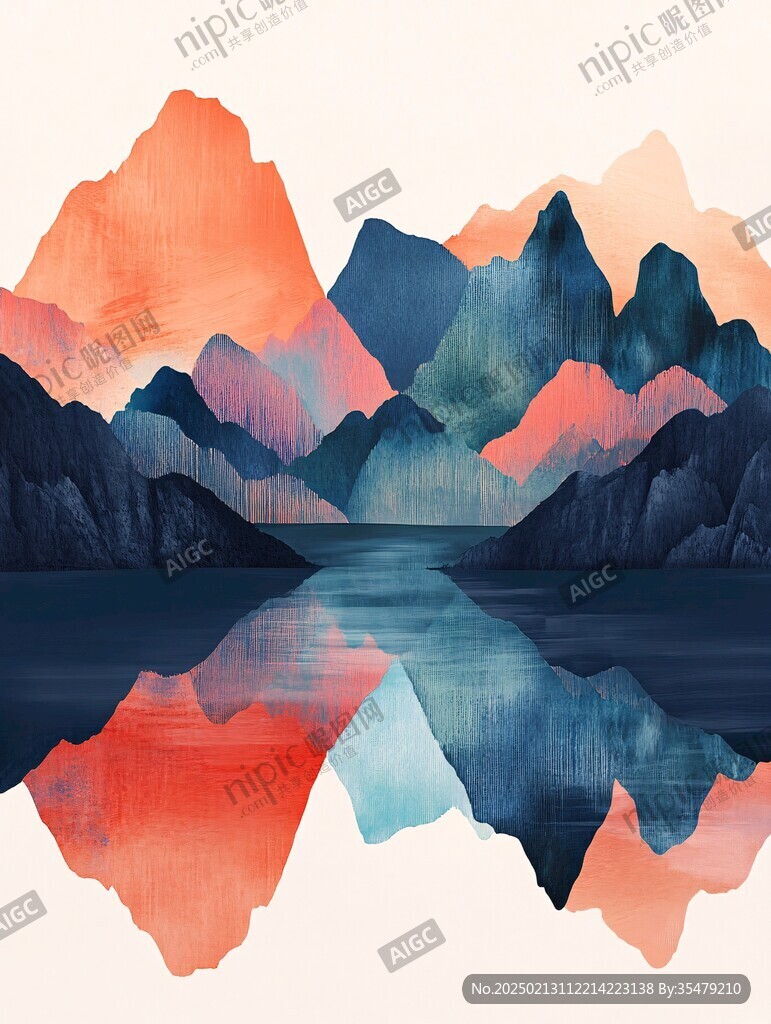 现代轻奢山水壁画