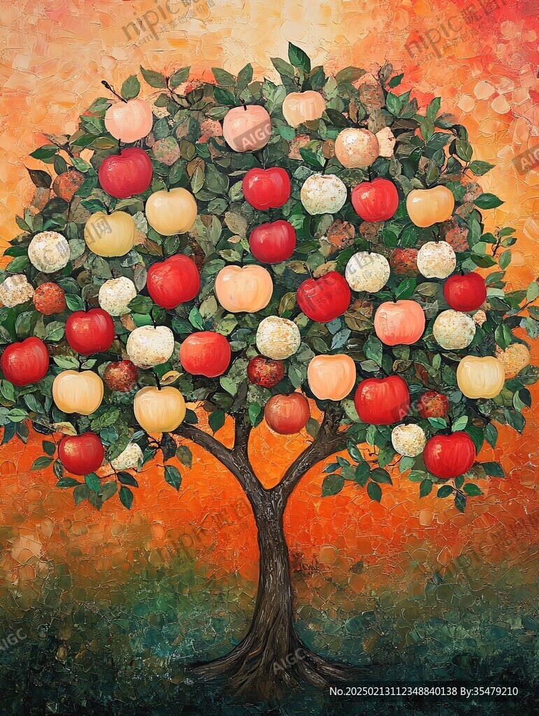 3d立体画苹果树