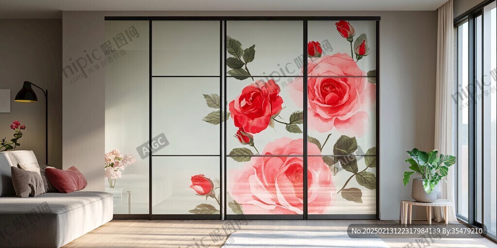 艺术玻璃推拉门