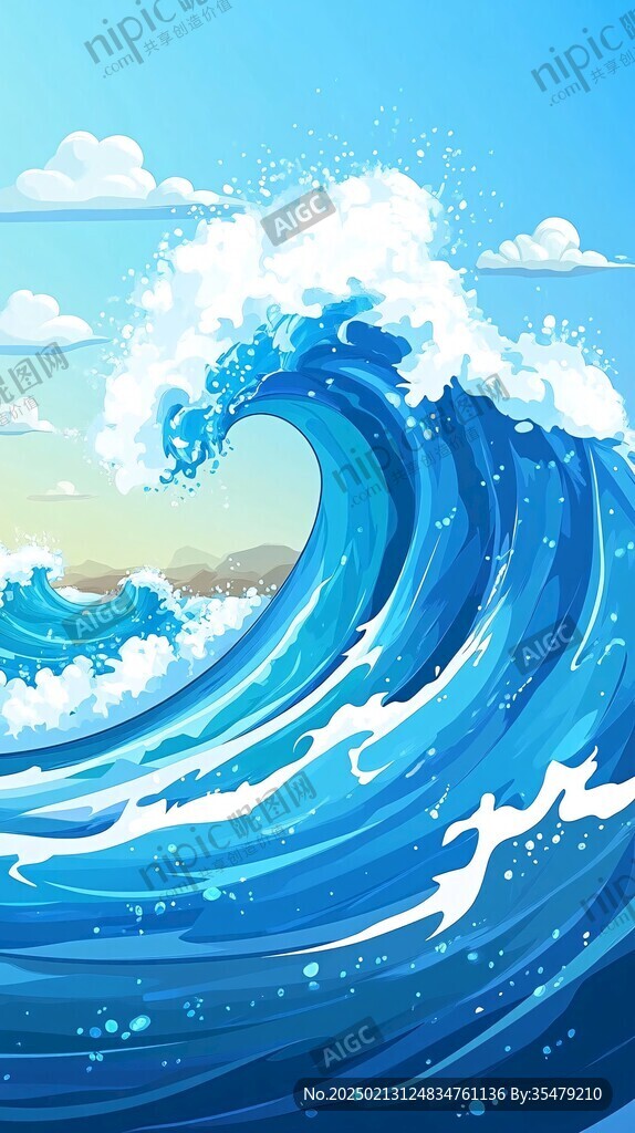 波涛海浪插画