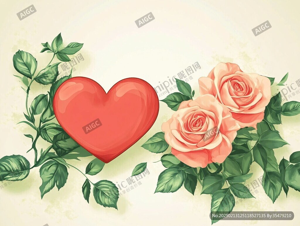 爱心形状玫瑰花背景