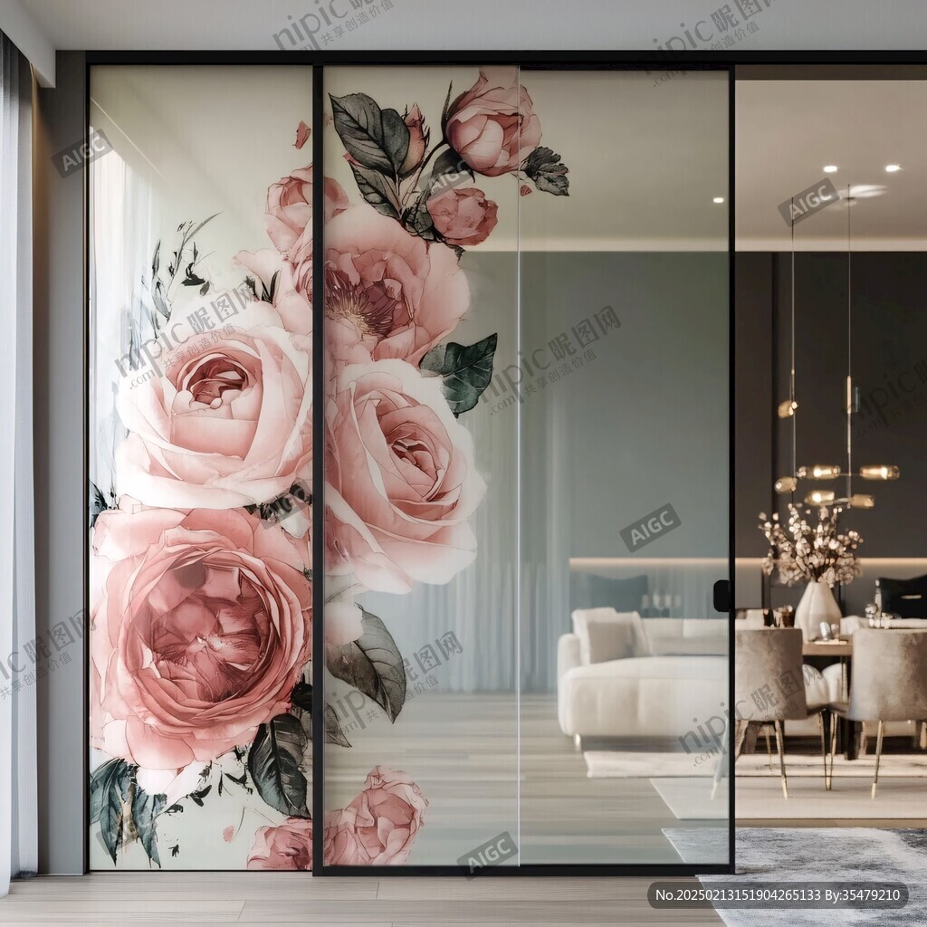 牡丹花艺术玻璃