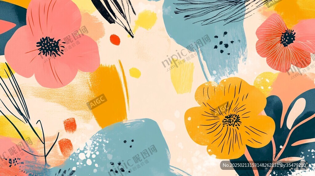 高端抽象花卉色块