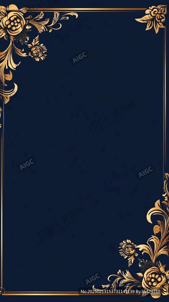 金色浮雕花纹边框