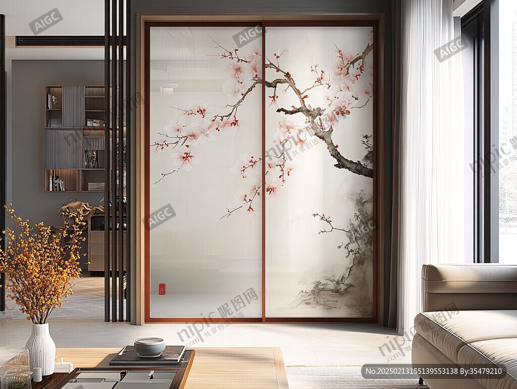 艺术玻璃推拉门