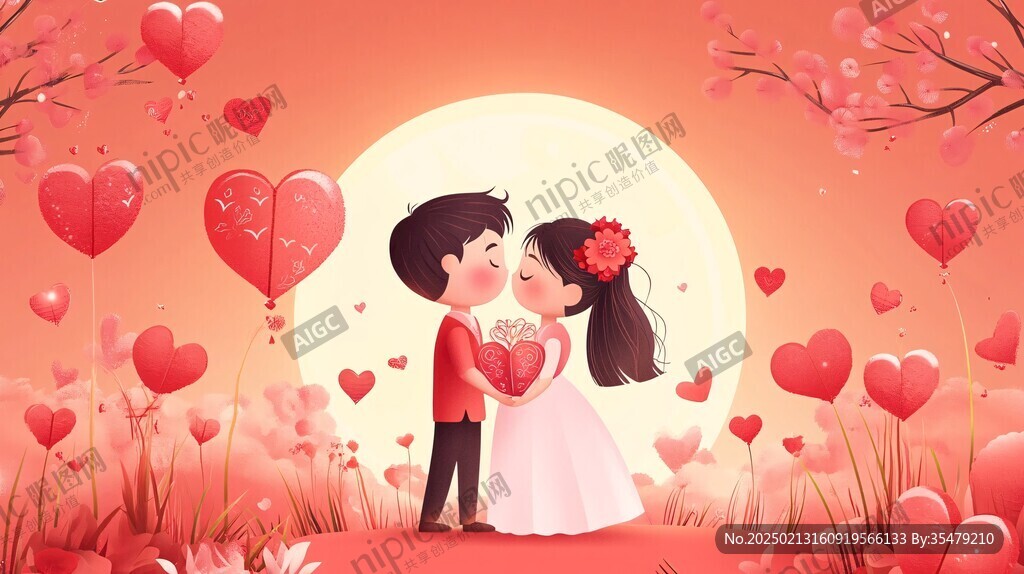 浪漫情侣插画背景