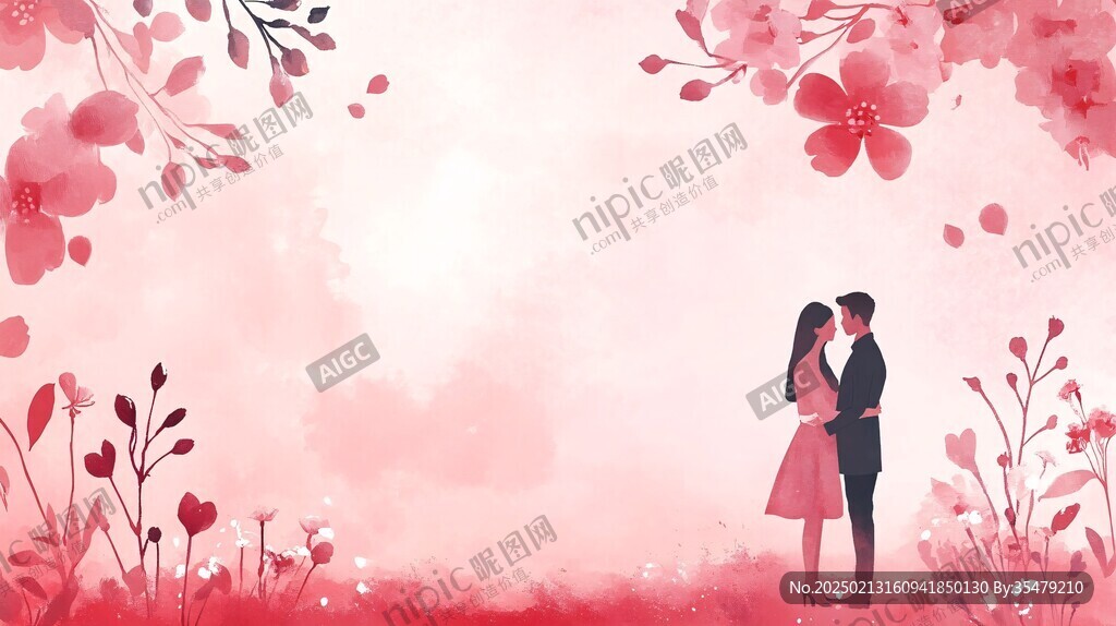 浪漫情侣插画背景