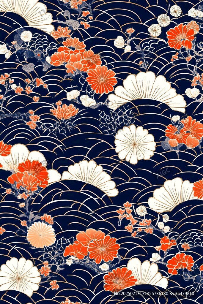 浮世绘家纺花纹