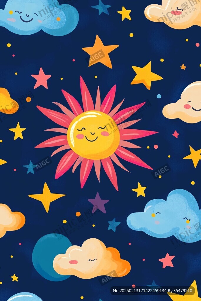 壁纸儿童卡通幻彩星星