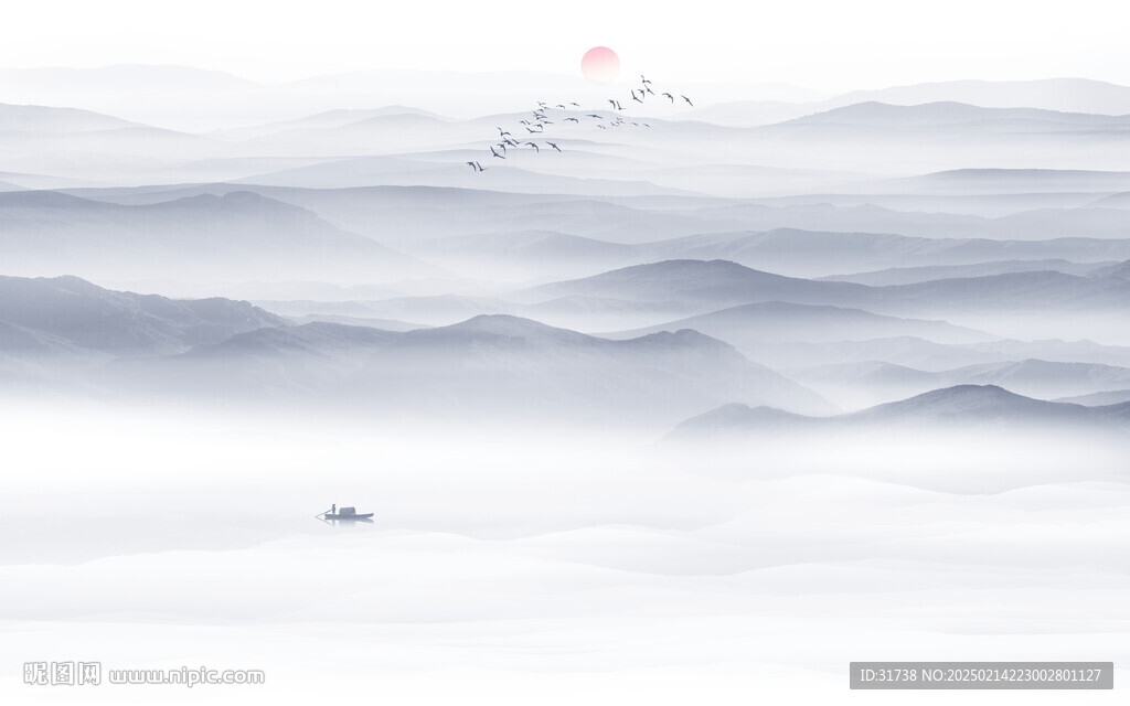 意境水墨山水画