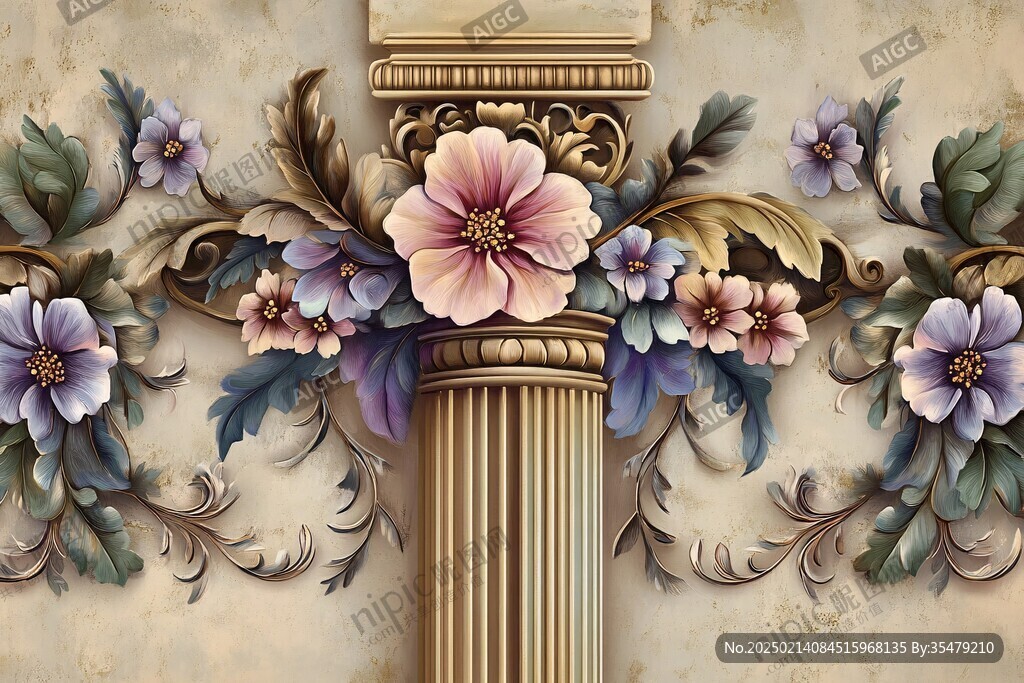 3d浮雕缤纷花卉