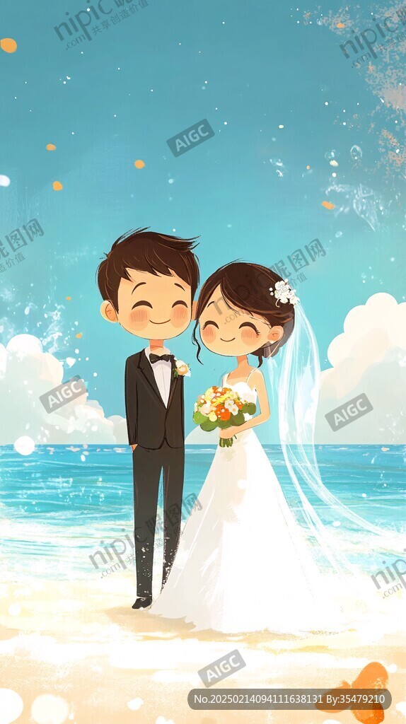 结婚照插画